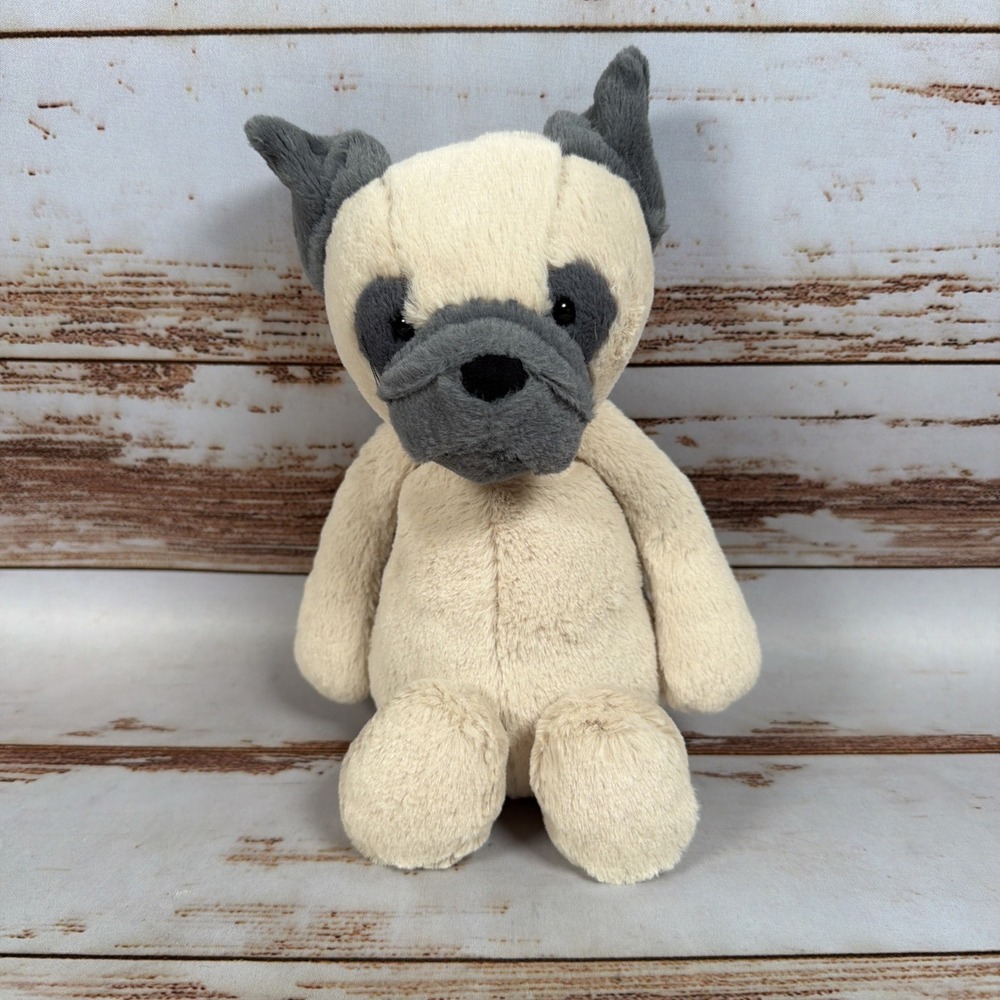 Jellycat Bashful Pug Puppy Dog 12" Medium Plush Rare Retired Beige Gray Toy